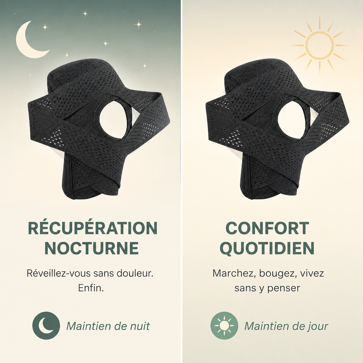 Genouillère de compression Flexora Pro avec sangles réglables et ouverture rotulienne