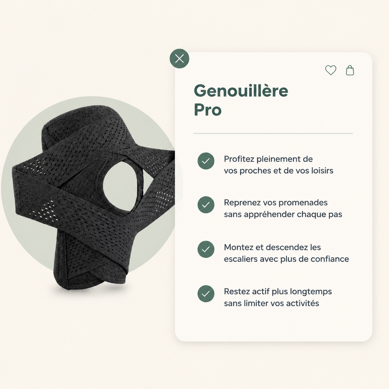 Genouillère de maintien Flexora Pro noire portée au genou